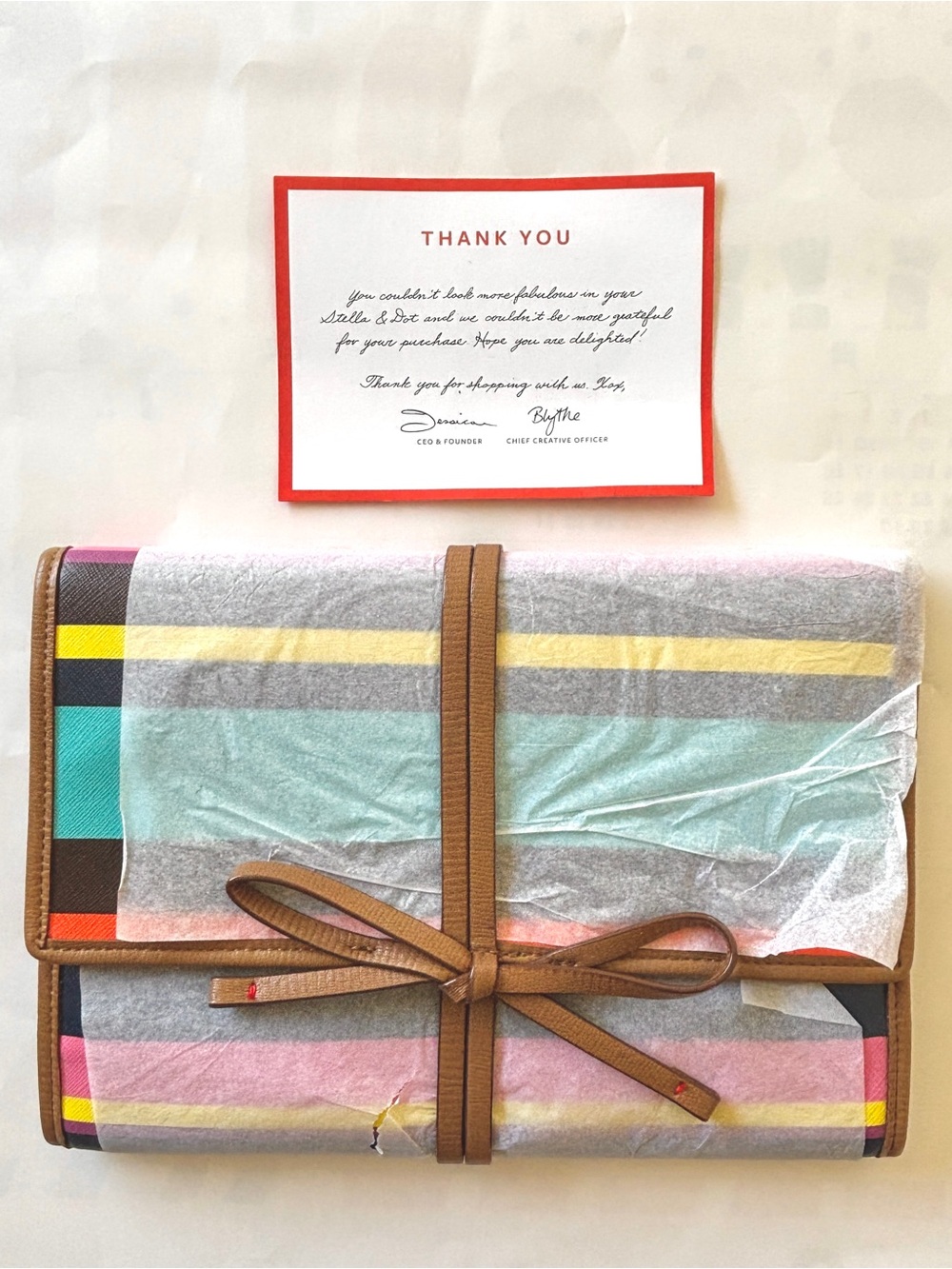 Stella and Dot Bring It colorful striped jewelry travel envelope organizer